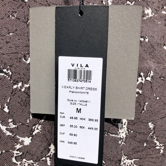 NWT Asos Vila Early Gray Shirt Dress Sz M - Picture 4 of 7